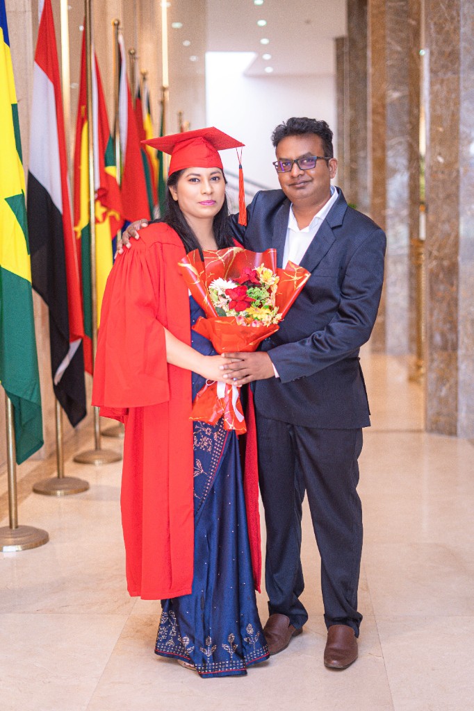 Nuwan Rodrigo, Founder of Dinuroz Private Limited, with his wife